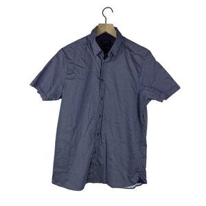 Ted Baker London Short Sleeve Button Down Dress Shirt Men's 4 Diamond Print